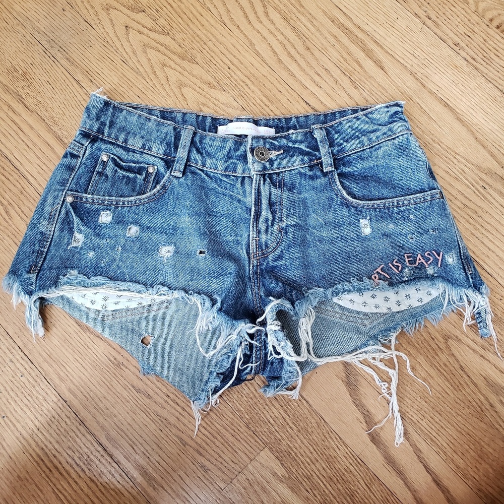 Zara Trafaluc Denim Cutoffs Shorts - Picture 2 of 7